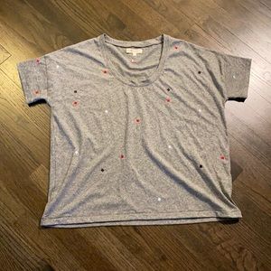 Madewell Gray T Shirt Top Red Blue Small S EUC